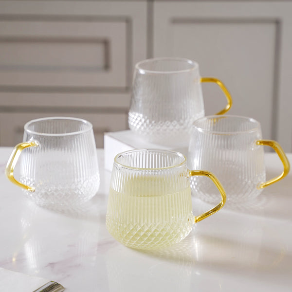 Classic Glass Tea Set of 5 - Tea set, teapot set, teacup set | Tea set for Dining table & Home decor