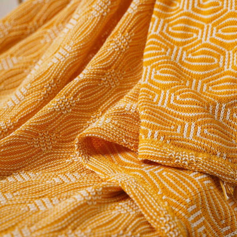 White And Yellow Textured Throw