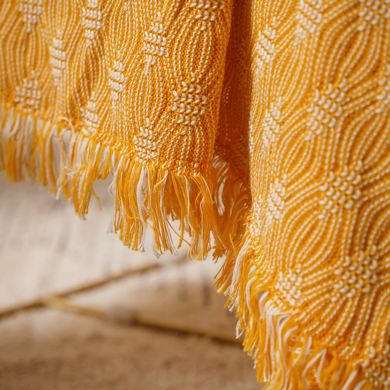 White And Yellow Textured Throw