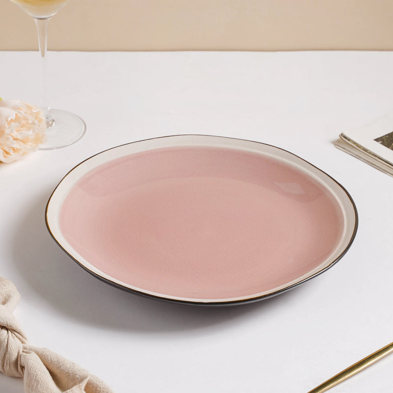 Rosamel Pink Gloss Dinner Plate 10.5 Inch - Serving plate, rice plate, ceramic dinner plates| Plates for dining table & home decor