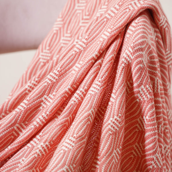Peach and Off White Textured Throw