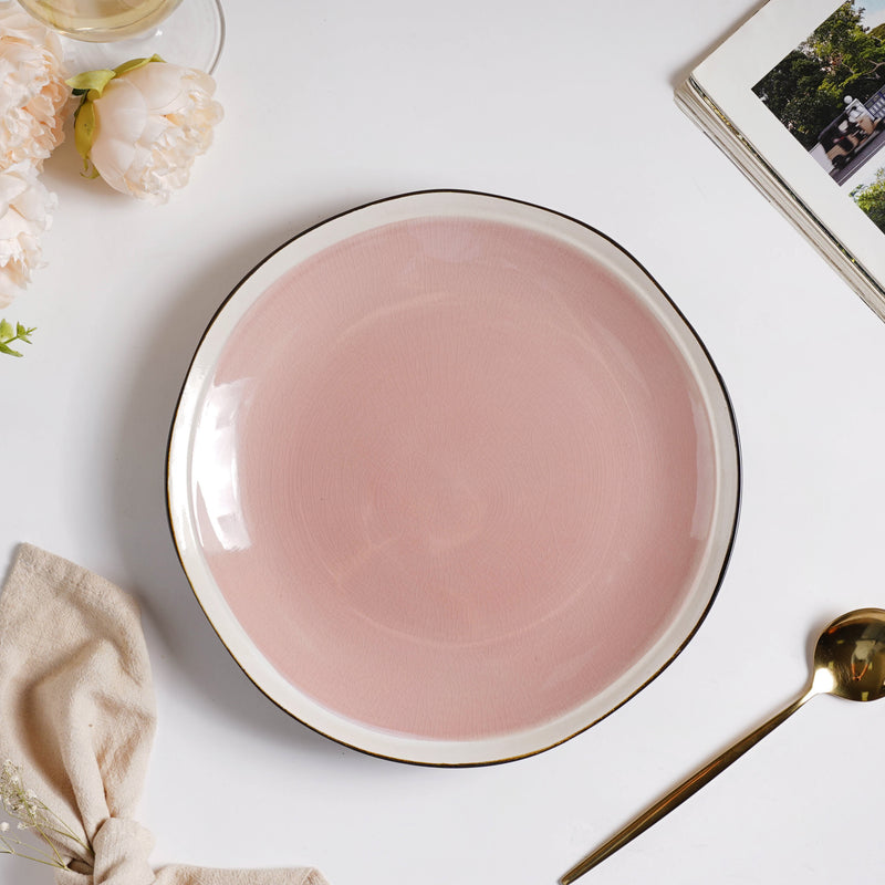Rosamel Pink Gloss Dinner Plate 10.5 Inch - Serving plate, rice plate, ceramic dinner plates| Plates for dining table & home decor
