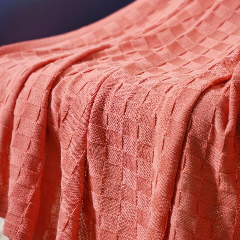 Peach Knitted Throw