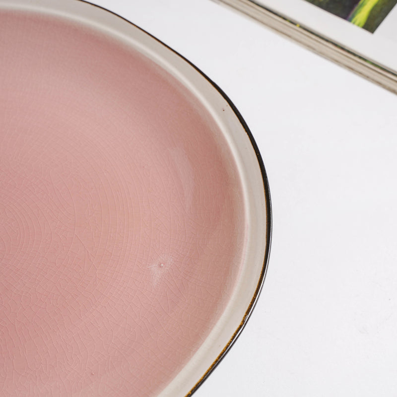 Rosamel Pink Gloss Dinner Plate 10.5 Inch - Serving plate, rice plate, ceramic dinner plates| Plates for dining table & home decor