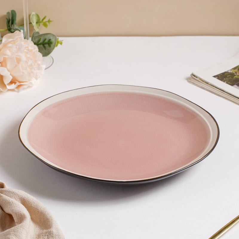 Rosamel Pink Gloss Dinner Plate 10.5 Inch - Serving plate, rice plate, ceramic dinner plates| Plates for dining table & home decor
