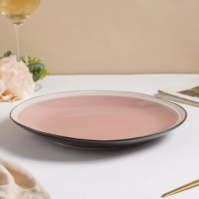Rosamel Pink Gloss Dinner Plate 10.5 Inch - Serving plate, rice plate, ceramic dinner plates| Plates for dining table & home decor