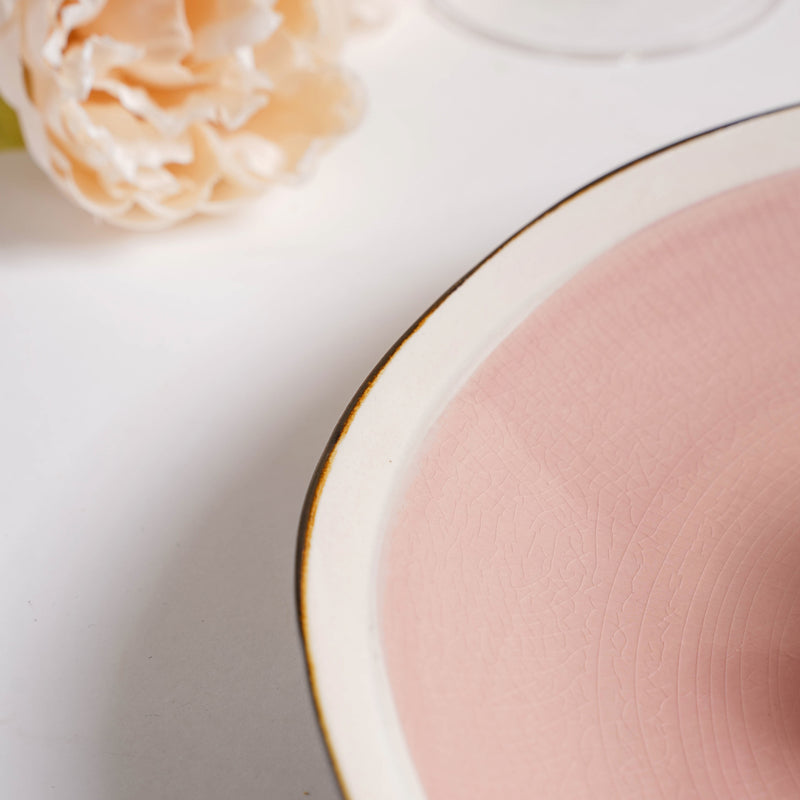 Rosamel Pink Gloss Dinner Plate 10.5 Inch - Serving plate, rice plate, ceramic dinner plates| Plates for dining table & home decor
