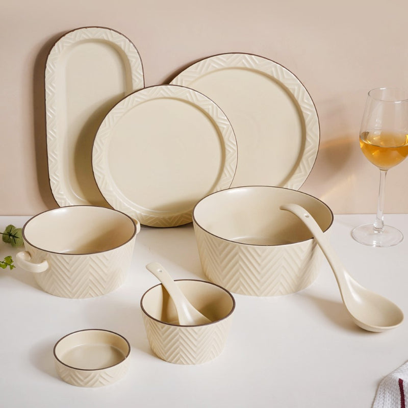 Serenity White 36 Piece Dinner Set For 6