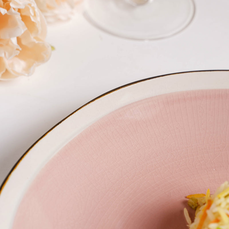 Rosamel Pink Gloss Dinner Plate 10.5 Inch - Serving plate, rice plate, ceramic dinner plates| Plates for dining table & home decor