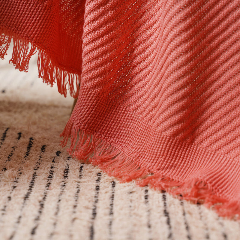 Striped Salmon Pink Throw