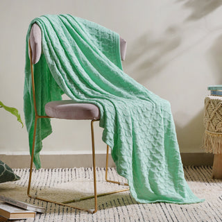 Mint Scallop Knitted Throw