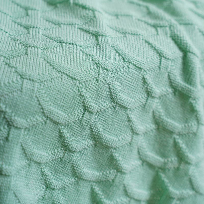 Mint Rippled Knitted Throw