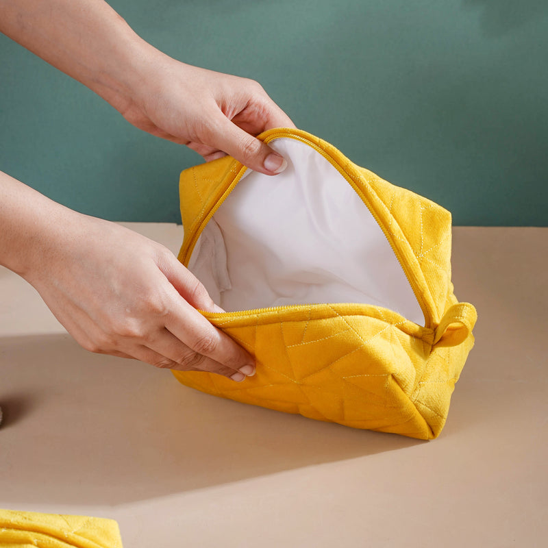 Sweet Sunshine Yellow Vanity Pouch Set Of 3