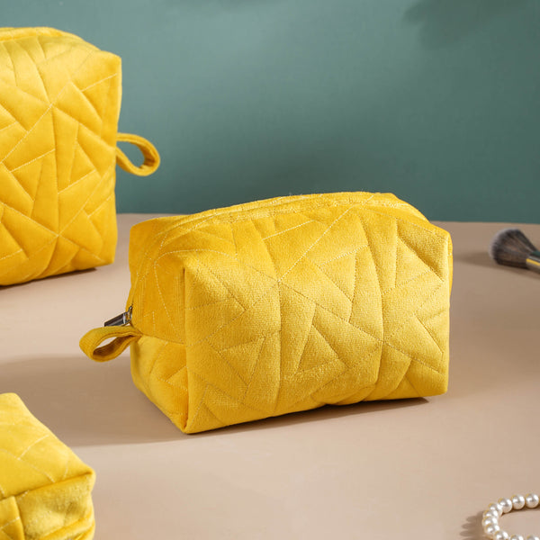 Sunshine Yellow Cosmetic Bag Set Of 3