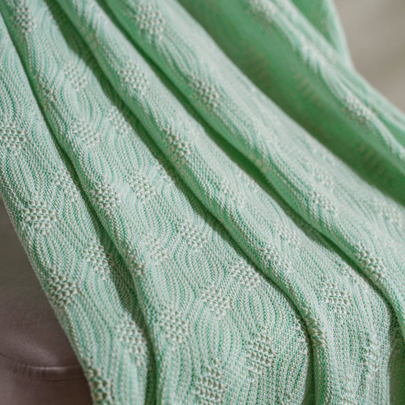 Mint And White Textured Throw