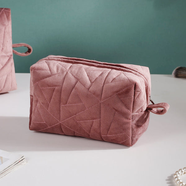 Dusty Rose Pink Cosmetic Bag Set Of 3
