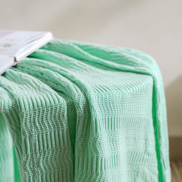 Mint Chevron Knitted Throw