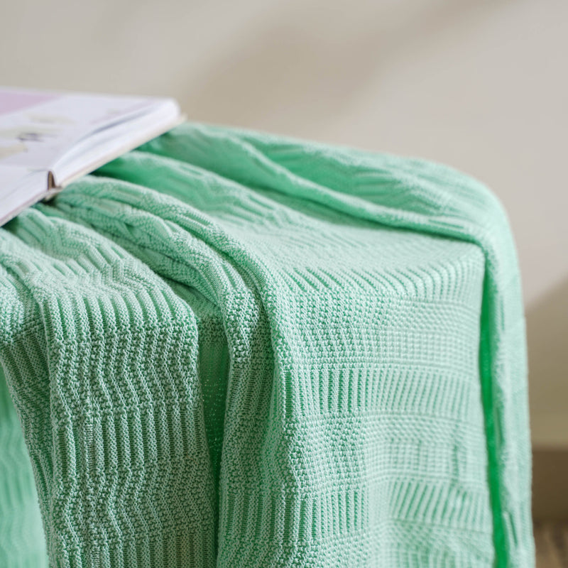 Mint Chevron Knitted Throw
