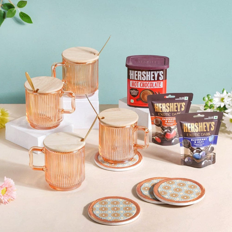 Glass Mug And Hot Chocolate Diwali Hamper Set Of 7