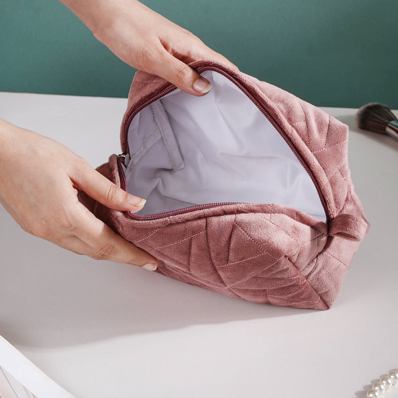 Dusty Rose Pink Vanity Pouch Set Of 3