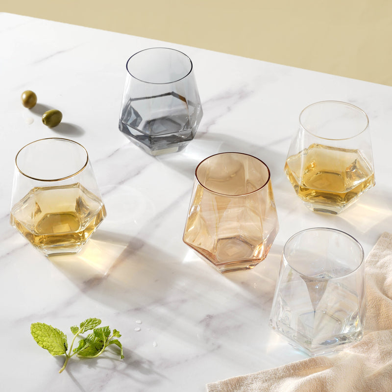 Hexagon Tumbler Glass Set of 2