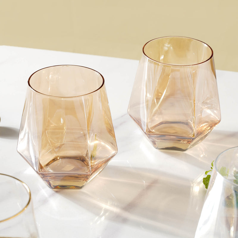 Hexagon Tumbler Glass Set of 2