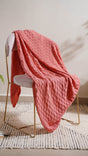 Salmon Pink Scallop Knitted Throw