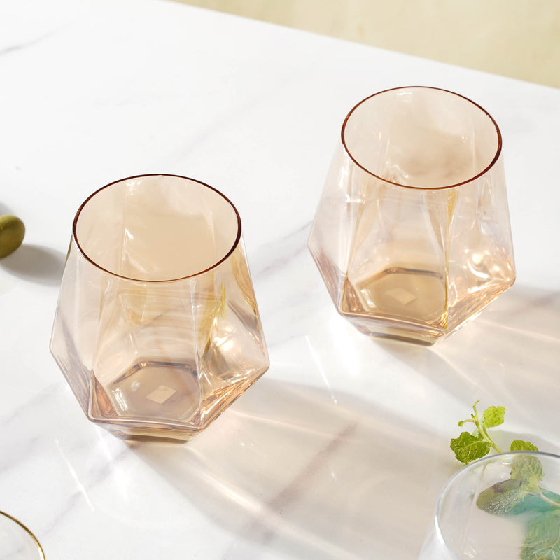 Hexagon Tumbler Glass Set of 2