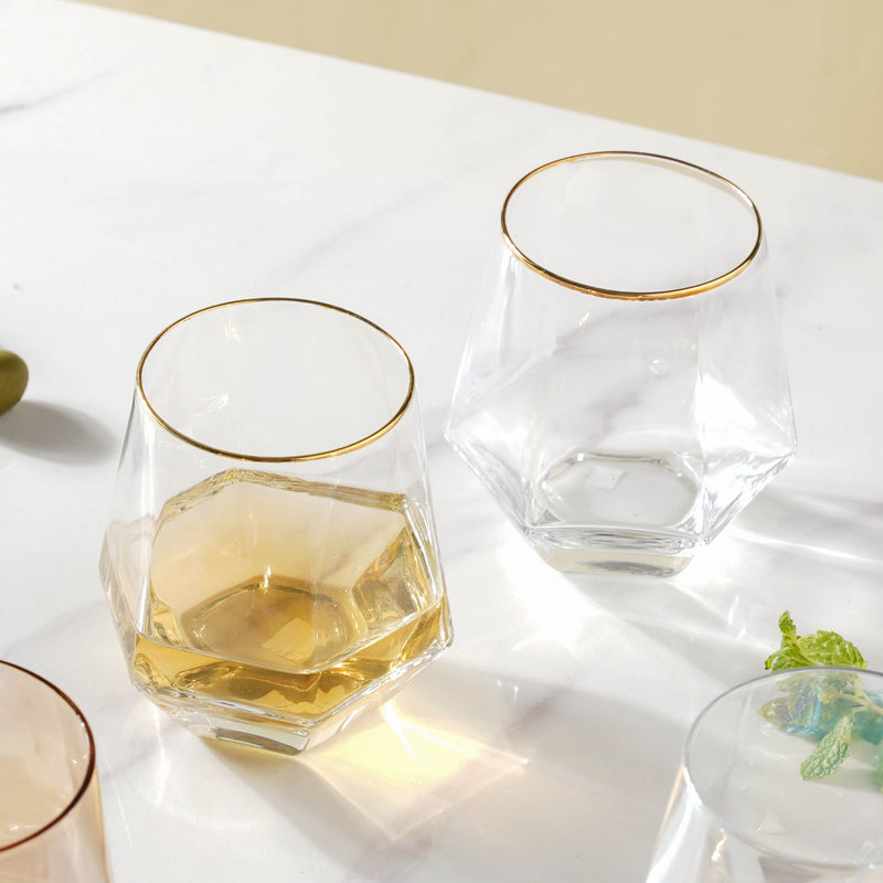 Hexagon Tumbler Glass Set of 2