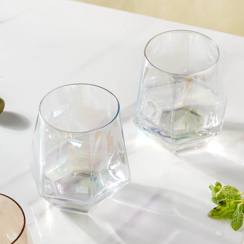 Hexagon Tumbler Glass Set of 2