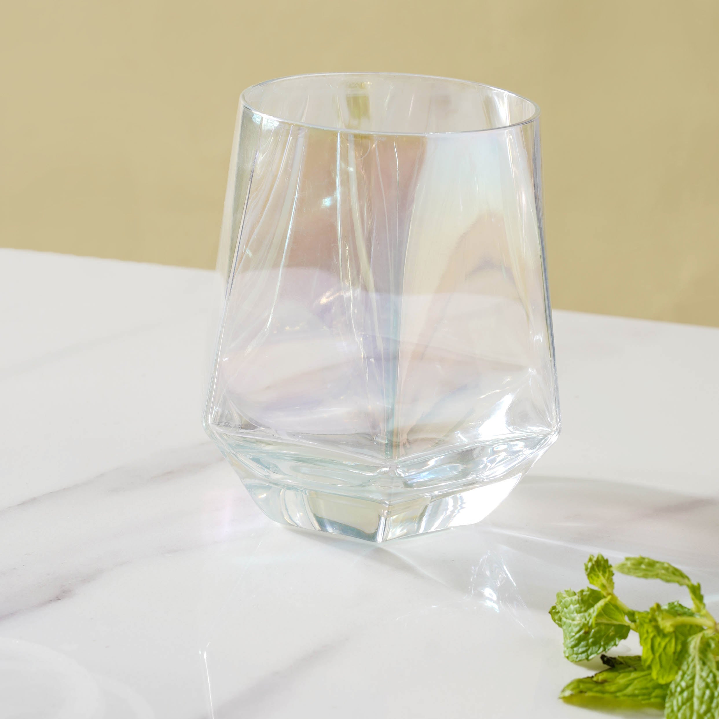 Geometric Hexagonal Water Jug Glass Cup Tray Set Transparent Juice