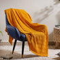 Mustard Chevron Knitted Throw