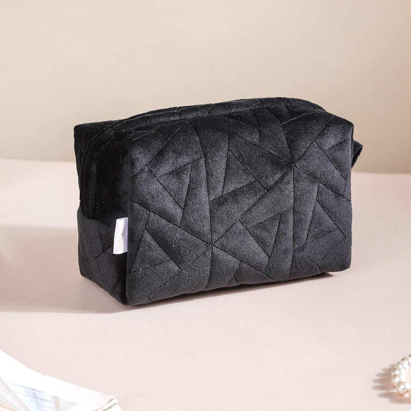 Sleek Black Cosmetic Bag Set Of 3