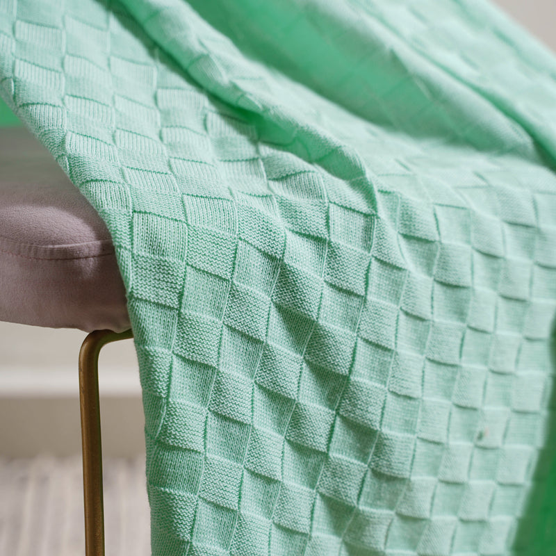 Mint Ribbed Knitted Throw