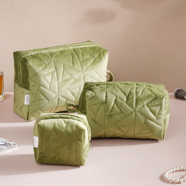 Lush Green Vanity Pouch Set Of 3