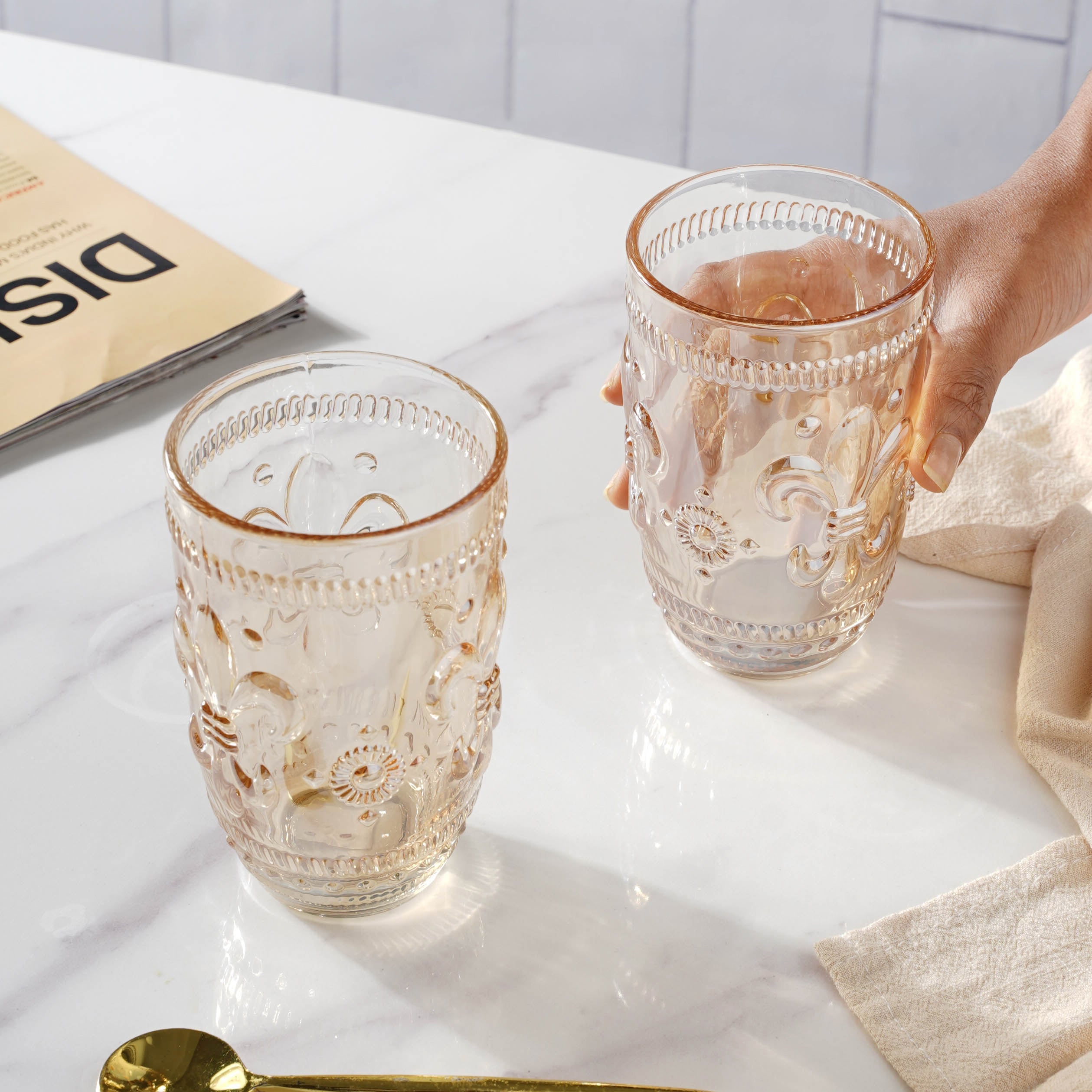 Fancy Water Glass Set of 2 Online - Premium Tumbler | Nestasia