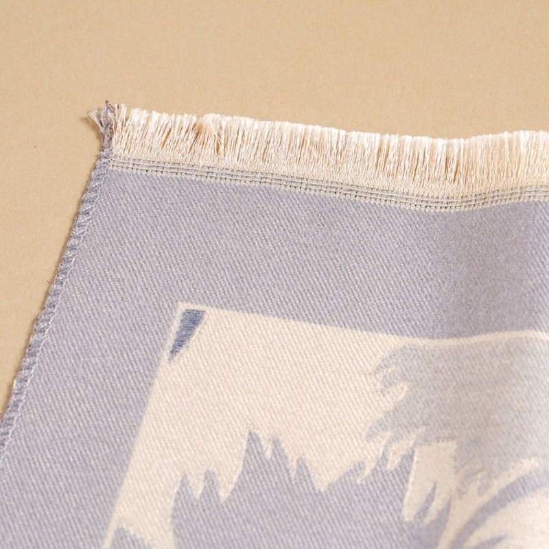 Floral Printed Woolen Scarf Blue