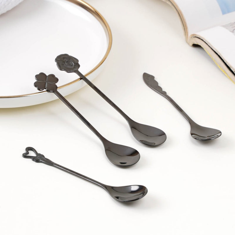 Luxe Stainless Steel Teaspoon Set Of 4 Black