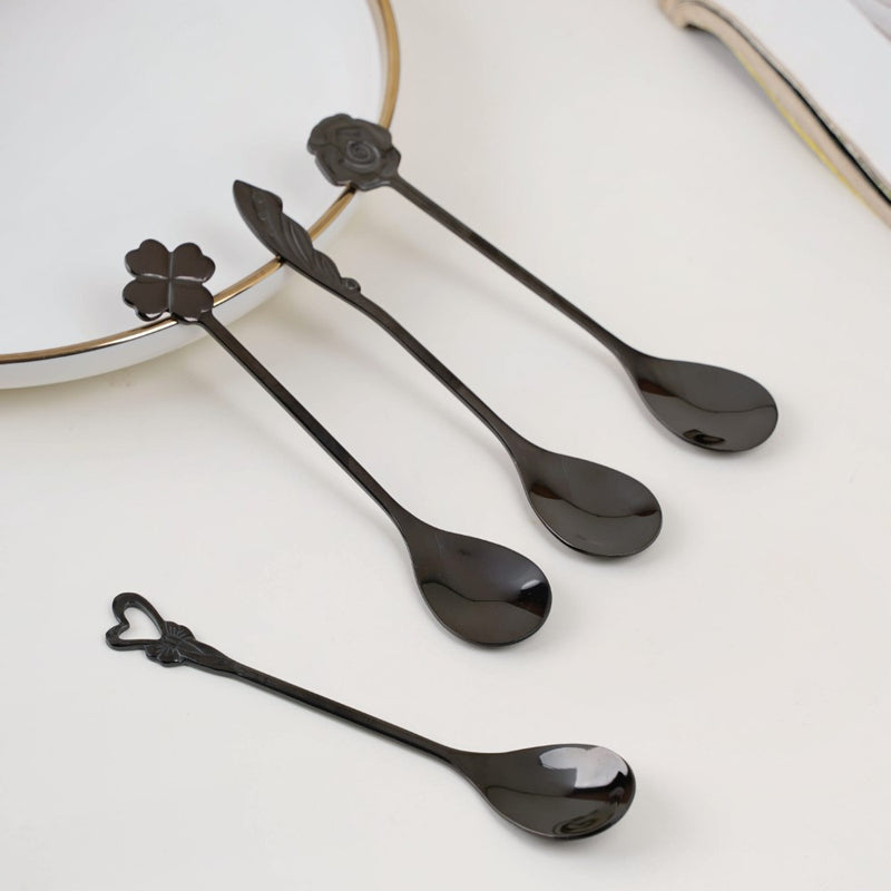 Luxe Stainless Steel Teaspoon Set Of 4 Black