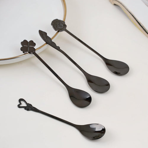 Luxe Stainless Steel Teaspoon Set Of 4 Black