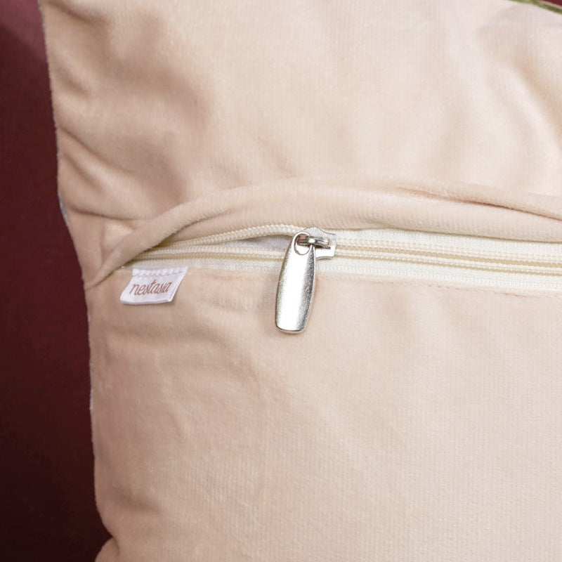 Valencia Mirrorwork Velvet Cushion Cover Green 16 x 16 Inch