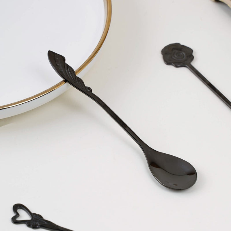 Luxe Stainless Steel Teaspoon Set Of 4 Black