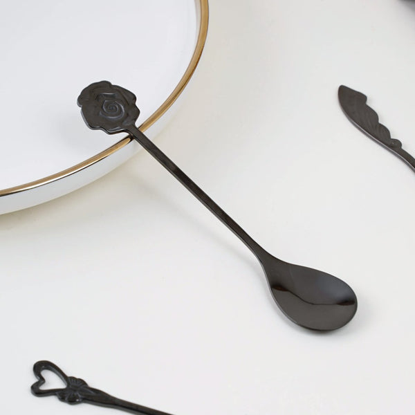Luxe Stainless Steel Teaspoon Set Of 4 Black