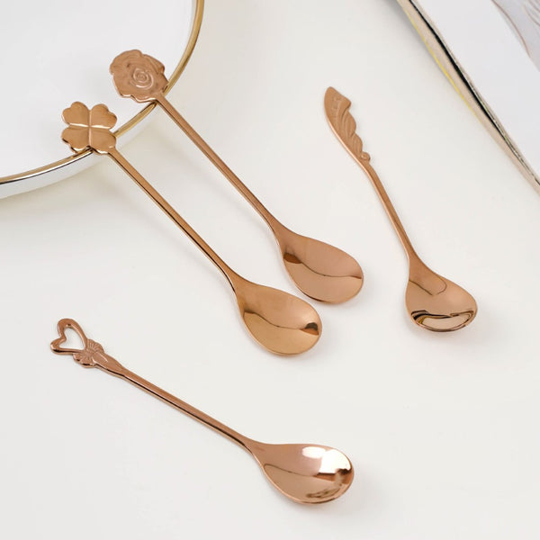 Luxe Stainless Steel Teaspoon Set Of 4 Rose Gold