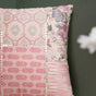 Traditional Patchwork Velvet Cushion Cover With Mirrorwork Pink 16 x 16 Inch