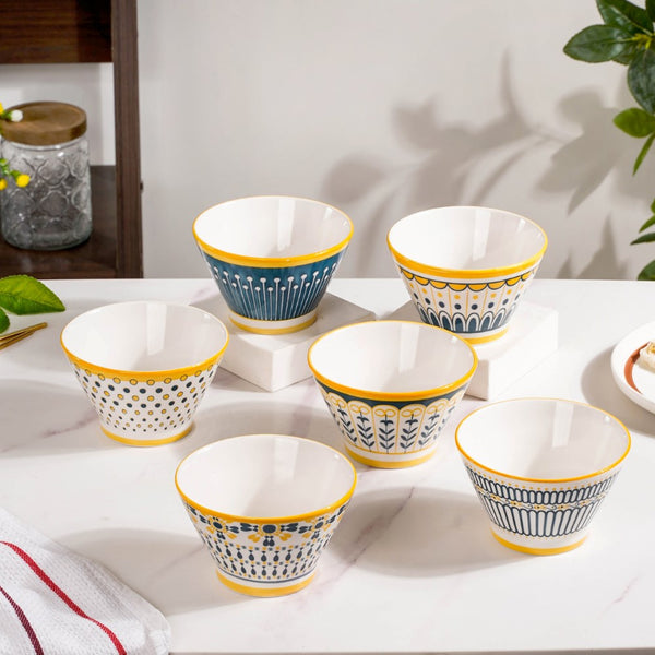 Aloha Ceramic Snack Bowl 360 ml Set Of 6 - Bowl, soup bowl, ceramic bowl, snack bowls, curry bowl, popcorn bowls | Bowls for dining table & home decor