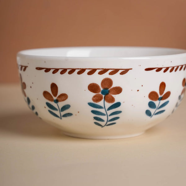 Carmella Floral Ceramic Dessert Bowl 250 ml - Bowl, ceramic bowl, snack bowls, curry bowl, popcorn bowls | Bowls for dining table & home decor