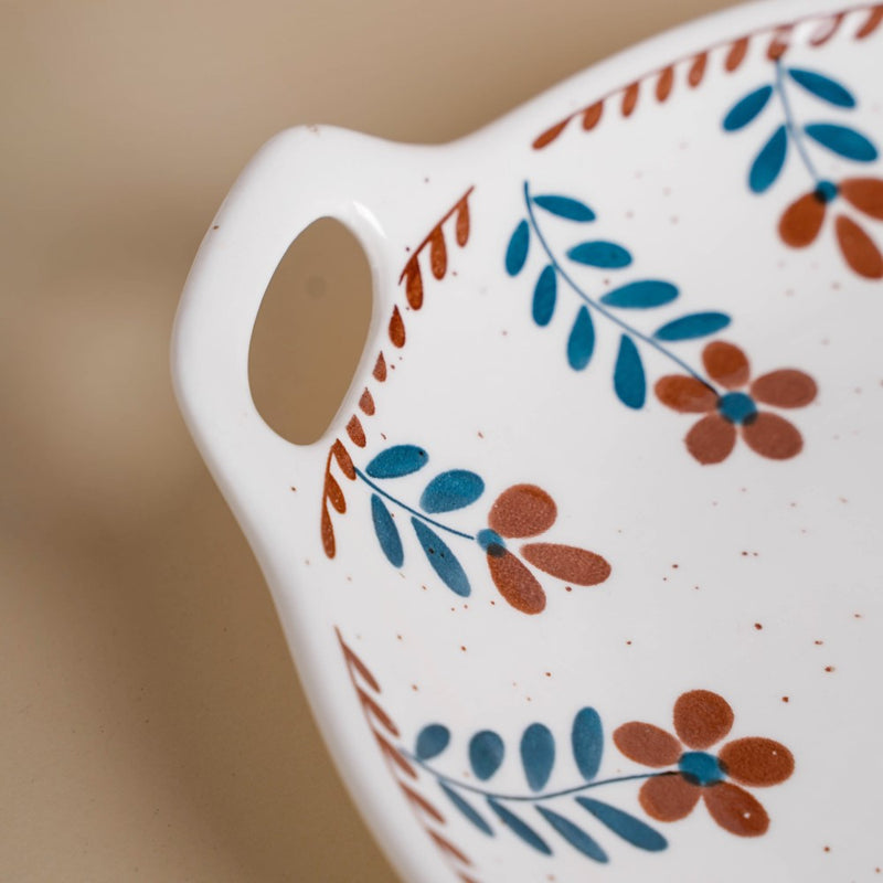 Carmella Floral Round Baking Dish 8 Inch - Ceramic platter, serving platter, fruit platter | Plates for dining table & home decor