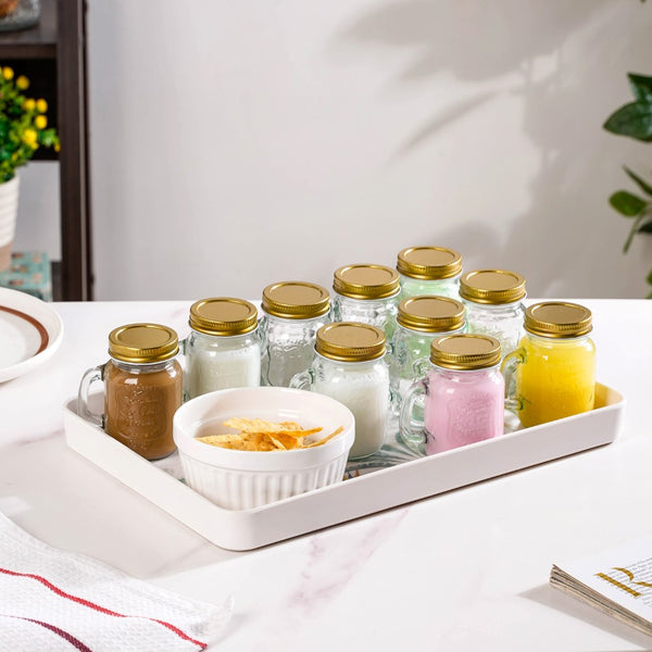 Glass Mini Mason Jar Mug With Lid Set Of 10 110ml- Mug for coffee, tea mug, cappuccino mug | Cups and Mugs for Coffee Table & Home Decor