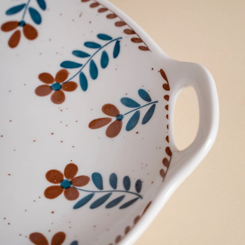 Carmella Floral Round Baking Dish 8 Inch - Ceramic platter, serving platter, fruit platter | Plates for dining table & home decor